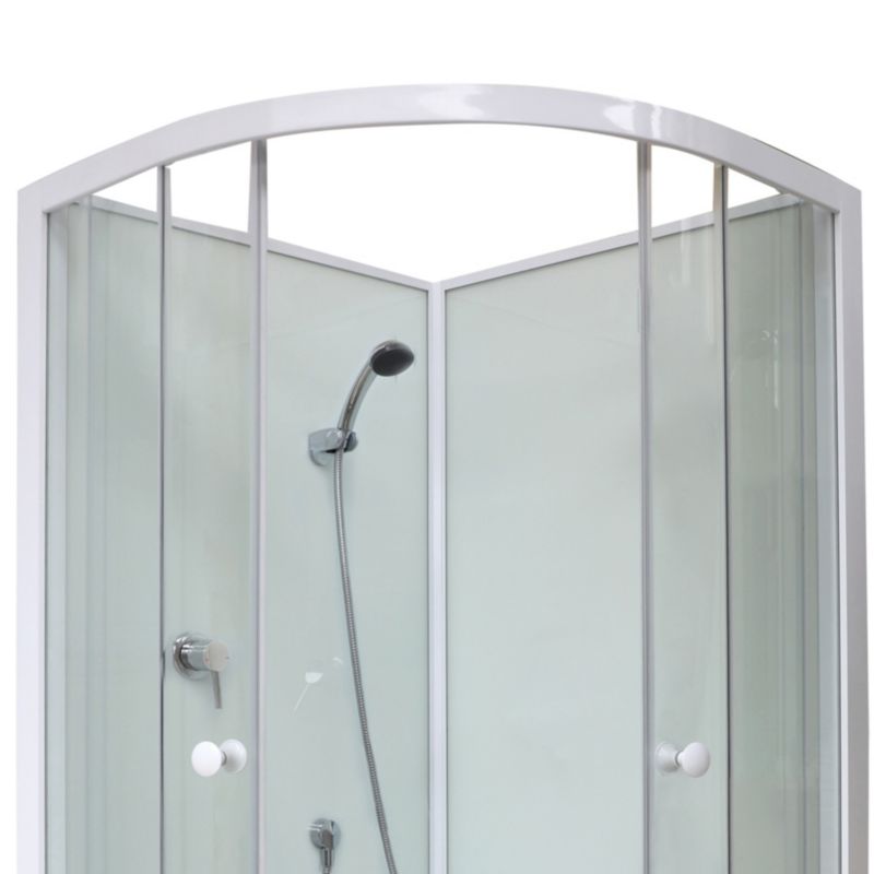 Halvrund Brusekabine 85x85 cm Hvid med Lav Bundkar