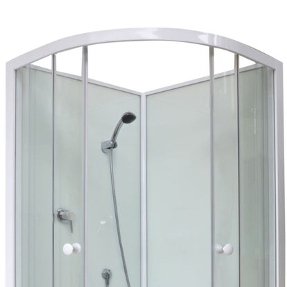 Halvrund Brusekabine 85x85 cm Hvid med Lav Bundkar