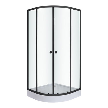Halvrund Brusekabine 90x90 cm Sort med Lav Bundkar