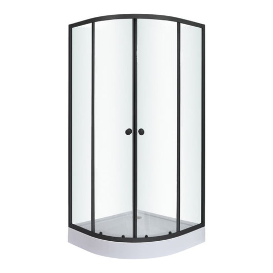Halvrund brusekabine Arkell 90 x 90 cm med lav brusebund i mat-sort