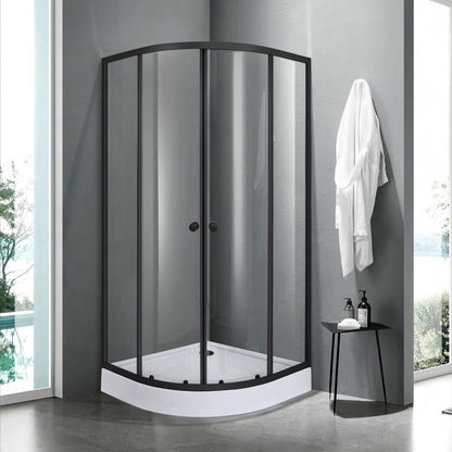 Halvrund Brusekabine 90x90 cm Sort med Lav Bundkar