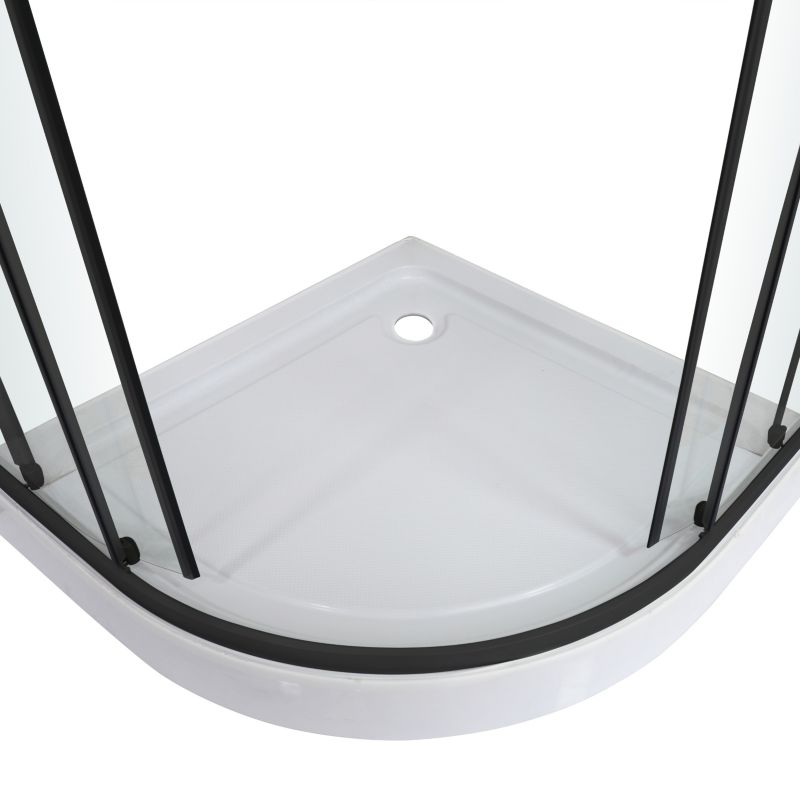 Halvrund Brusekabine 90x90 cm Sort med Lav Bundkar