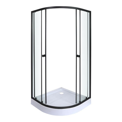 Halvrund Brusekabine 90x90 cm Sort med Lav Bundkar