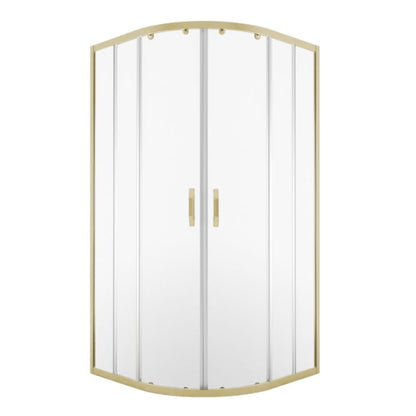 Halvrund Brusekabine Justerbar 78-100 x 78-100 cm Børstet Guld
