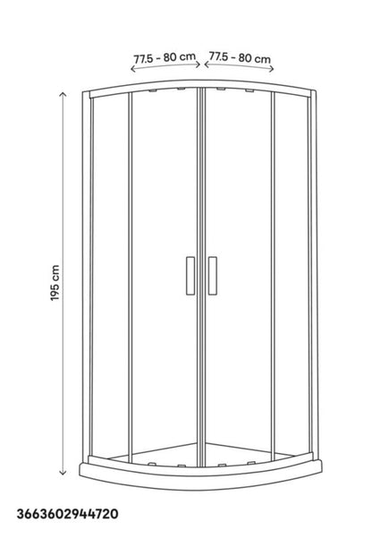 Halvrund brusekabine GoodHome Beloya 80 x 80 x 195 cm krom/transparent