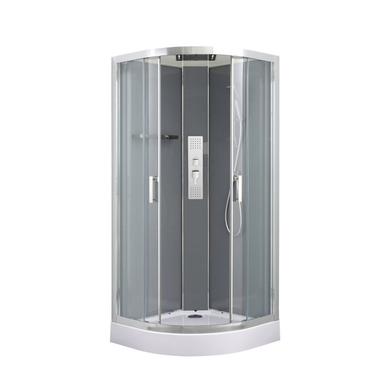 Halvrund brusekabine GoodHome Beloya 90 cm krom med hydromassage