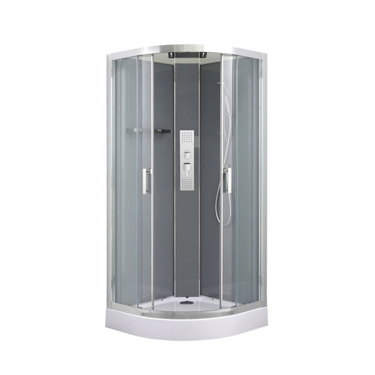 Halvrund brusekabine GoodHome Beloya 90 cm krom med hydromassage