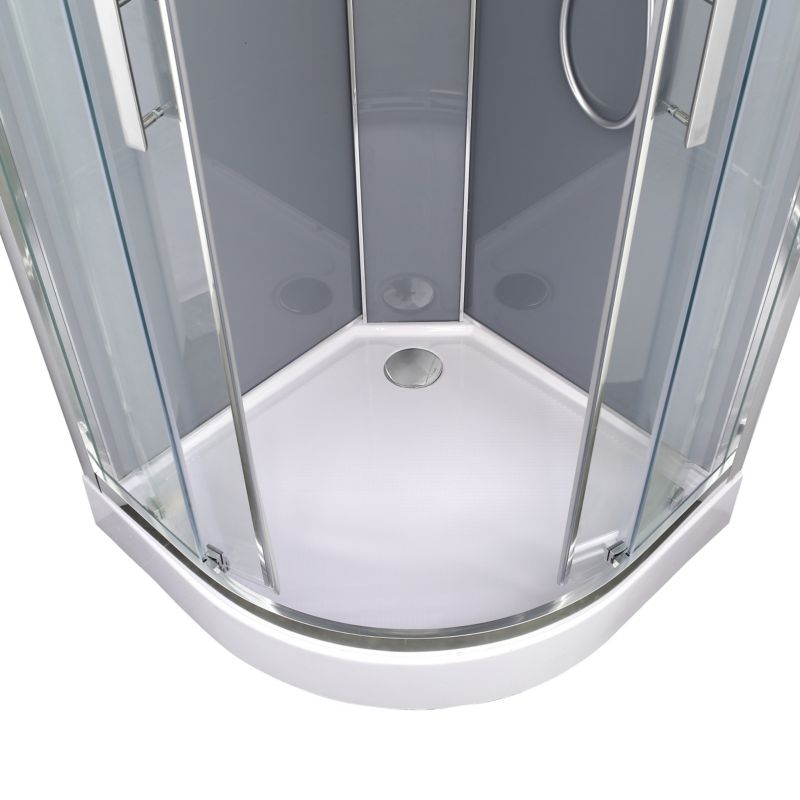 Halvrund brusekabine GoodHome Beloya 90 cm krom med hydromassage