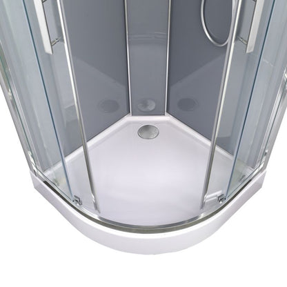 Halvrund brusekabine GoodHome Beloya 90 cm krom med hydromassage