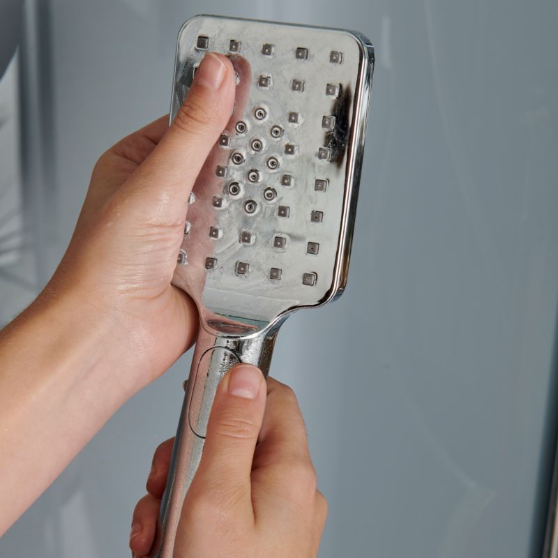 Halvrund brusekabine GoodHome Beloya 90 cm krom med hydromassage