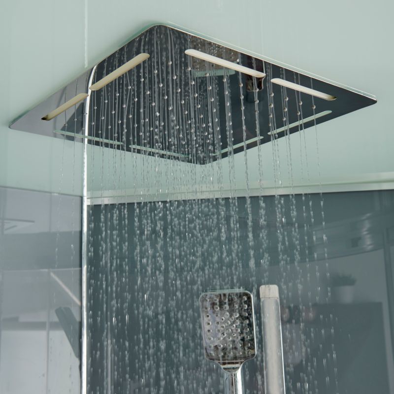 Halvrund brusekabine GoodHome Beloya 90 cm krom med hydromassage