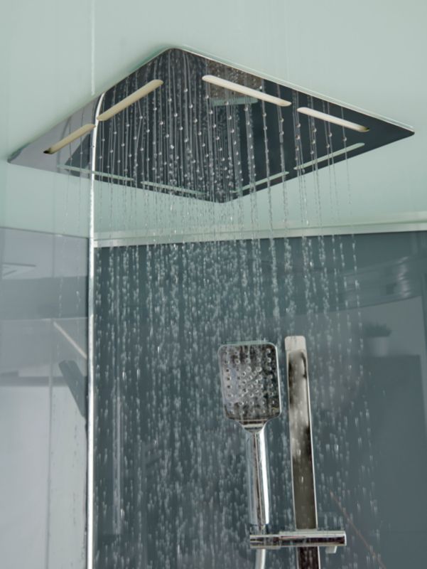 Halvrund brusekabine GoodHome Beloya 90 cm krom med hydromassage