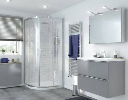 Halvrund brusekabine GoodHome Beloya 90 x 90 x 195 cm krom/transparent