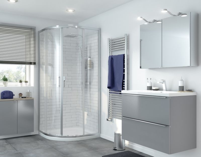 Halvrund brusekabine GoodHome Beloya 90 x 90 x 195 cm krom/transparent