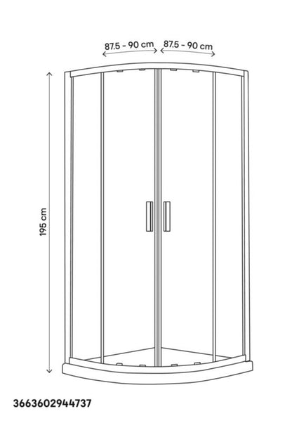Halvrund brusekabine GoodHome Beloya 90 x 90 x 195 cm krom/transparent