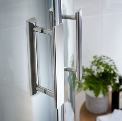 Halvrund brusekabine GoodHome Beloya 90 x 90 x 195 cm krom/transparent