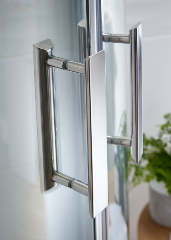 Halvrund brusekabine GoodHome Beloya 90 x 90 x 195 cm krom/transparent