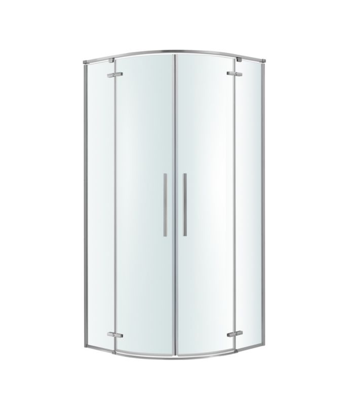 Halvrundt Brusekabine Ezili 90 cm Krom/Transparent