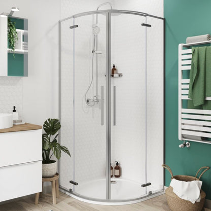 Halvrundt Brusekabine Ezili 90 cm Krom/Transparent