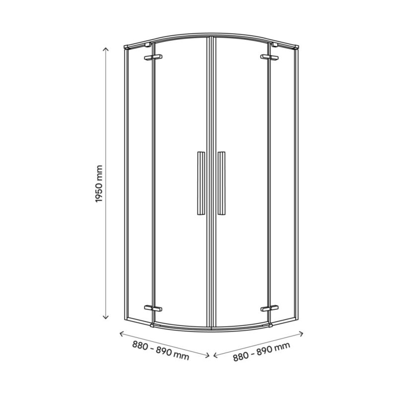Halvrundt Brusekabine Ezili 90 cm Krom/Transparent