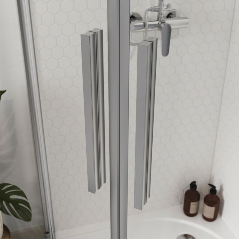 Halvrundt Brusekabine Ezili 90 cm Krom/Transparent