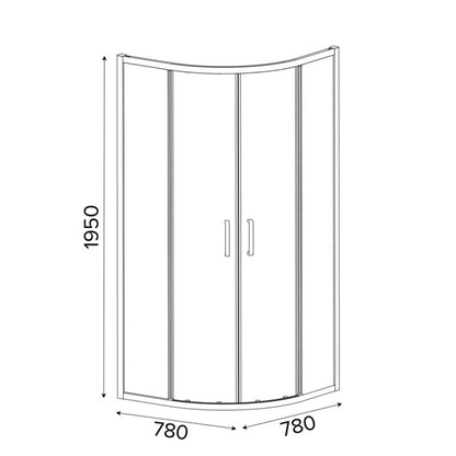 Halvcirkelformet Brusekabine Ledava 80x80x195 cm Krom