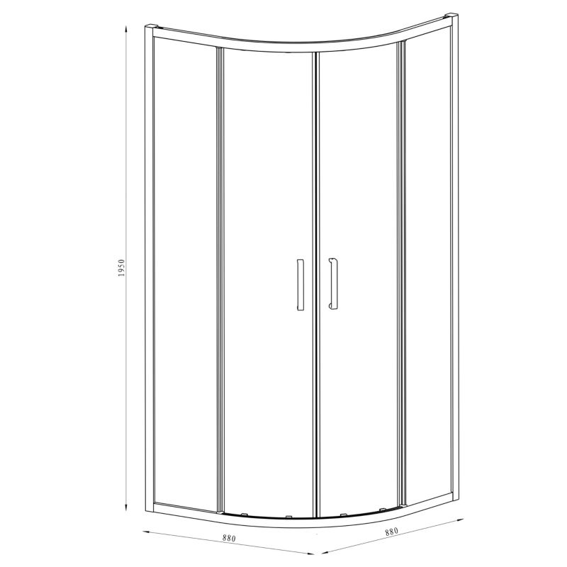 Halvrund Brusekabine 90x90x195 cm Krom/Transparent