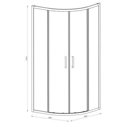 Halvrund Brusekabine 90x90x195 cm Krom/Transparent