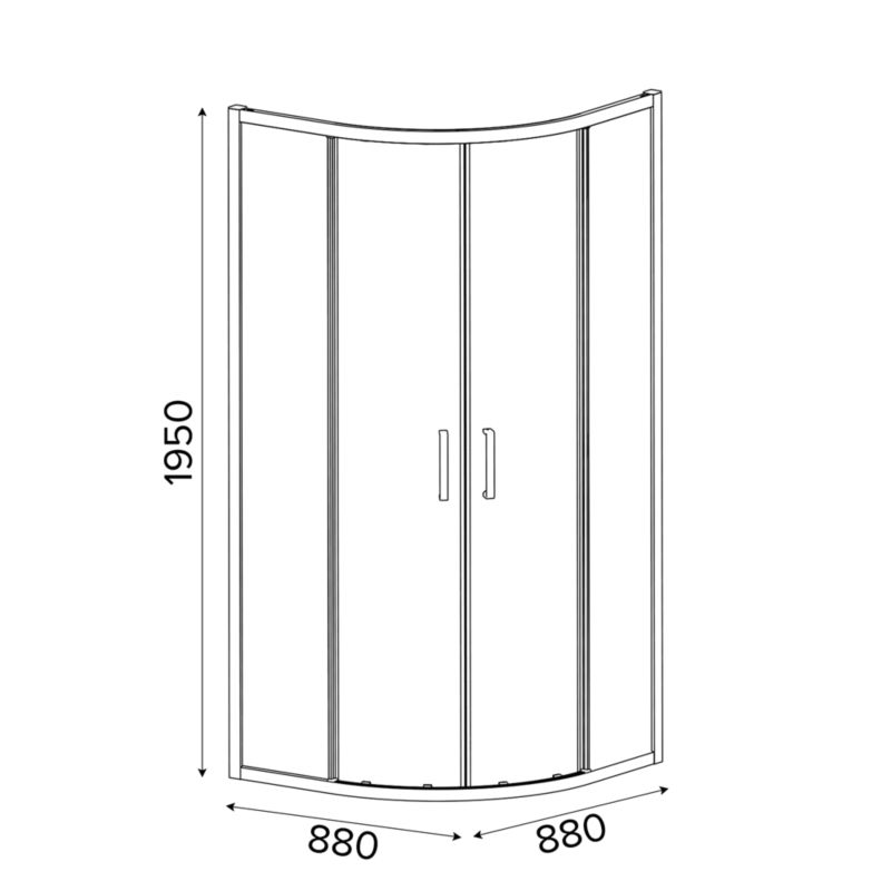 Halvrund Brusekabine 90x90x195 cm Krom/Transparent