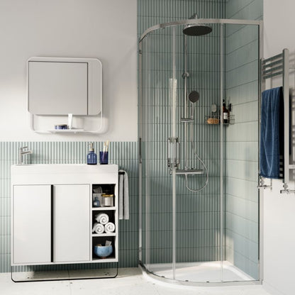 Halvrund Brusekabine 80 cm Krom/Transparent Hærdet Glas