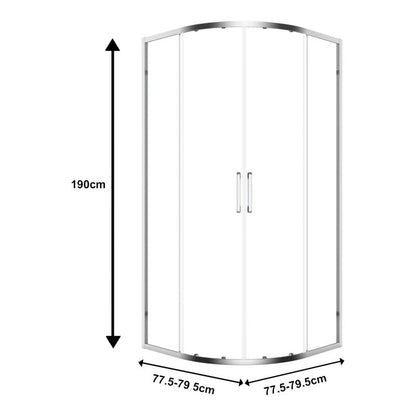 Halvrund Brusekabine 80 cm Krom/Transparent Hærdet Glas
