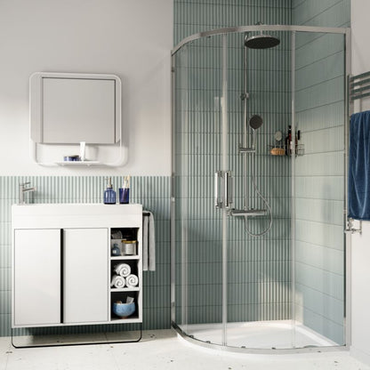 Halvrund Brusekabine 90 cm Krom Gennemsigtigt Glas