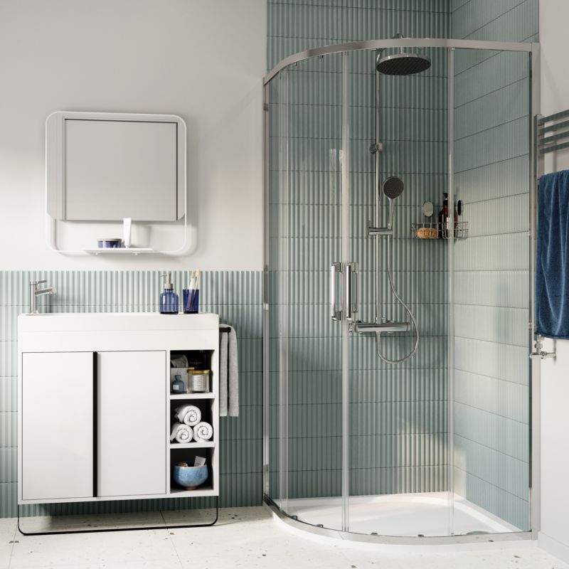 Halvrund Brusekabine 90 cm Krom Gennemsigtigt Glas