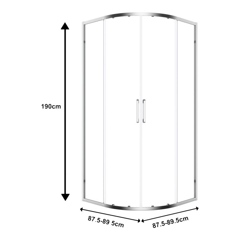 Halvrund Brusekabine 90 cm Krom Gennemsigtigt Glas