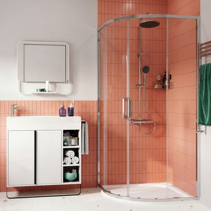Halvrund Brusekabine 90 cm Krom Gennemsigtigt Glas