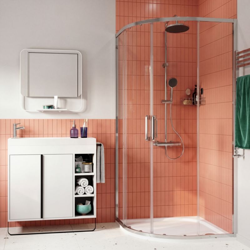 Halvrund Brusekabine 90 cm Krom Gennemsigtigt Glas