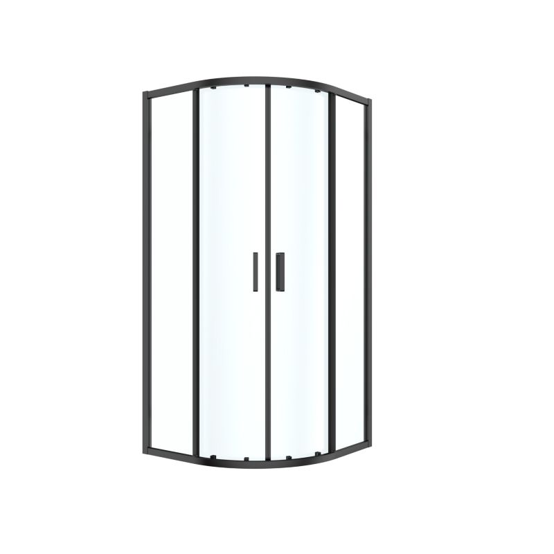 Halvrund Brusekabine 90x90x195 cm Sort Mat / Transparent Glas