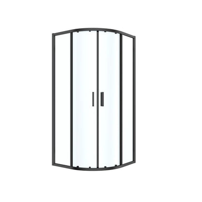 Halvrund Brusekabine 90x90x195 cm Sort Mat / Transparent Glas