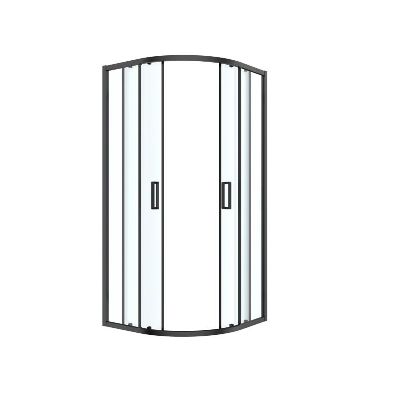 Halvrund Brusekabine 90x90x195 cm Sort Mat / Transparent Glas