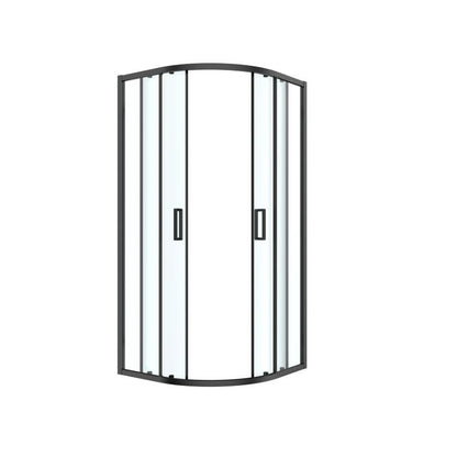 Halvrund Brusekabine 90x90x195 cm Sort Mat / Transparent Glas