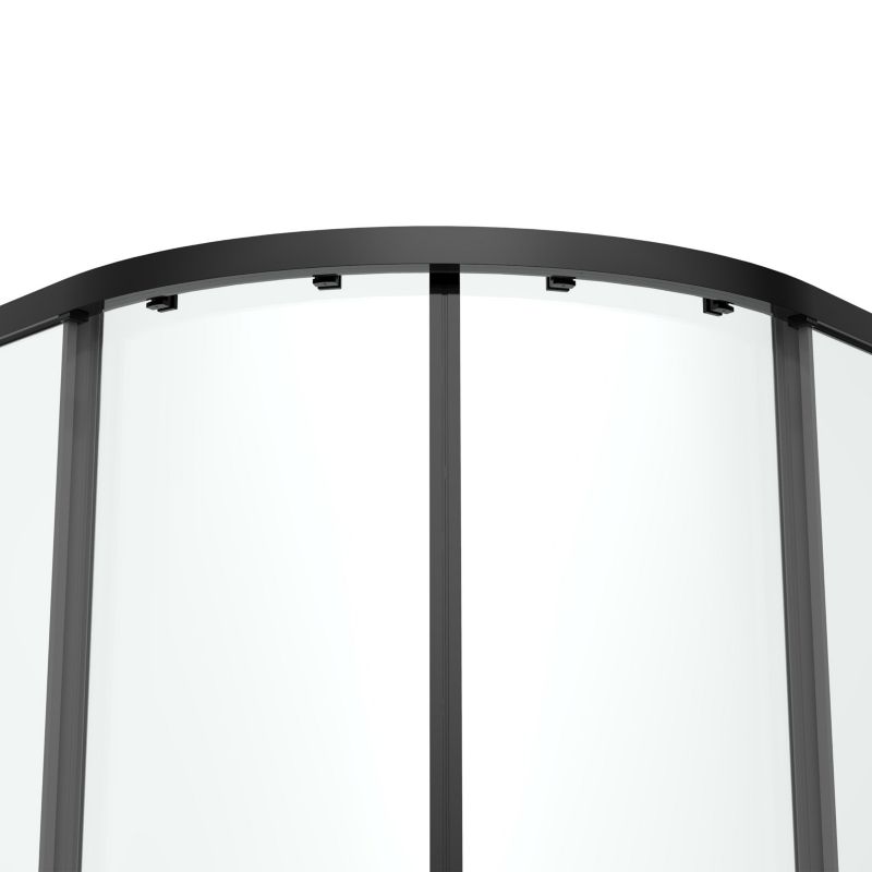 Halvrund Brusekabine 90x90x195 cm Sort Mat / Transparent Glas