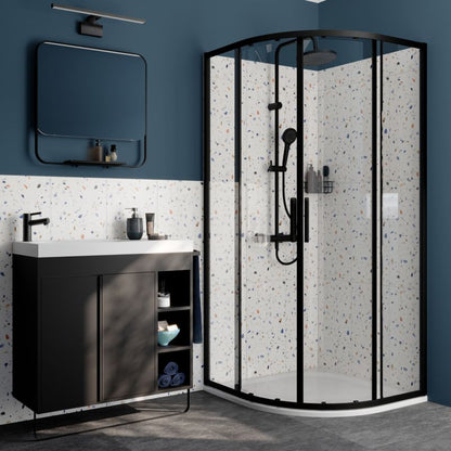 Halvrund Brusekabine 90x90x190 cm Sort/Transparent