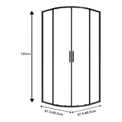 Halvrund Brusekabine 90x90x190 cm Sort/Transparent