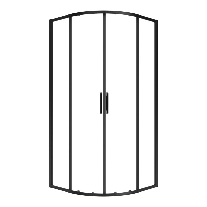 Halvrund Brusekabine 90x90x190 cm Sort/Transparent