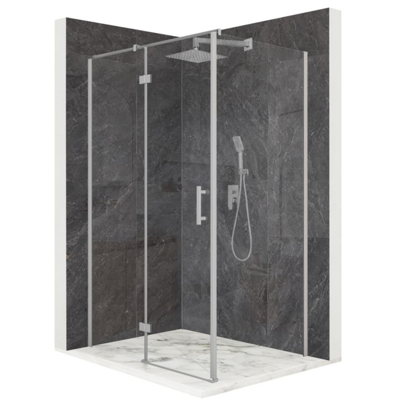 Rektangulært Brusekabine 120x90 cm Sølv Hærdet Glas 6 mm