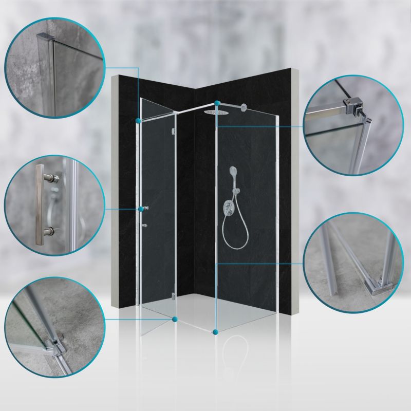 Rektangulært Brusekabine 120x90 cm Sølv Hærdet Glas 6 mm