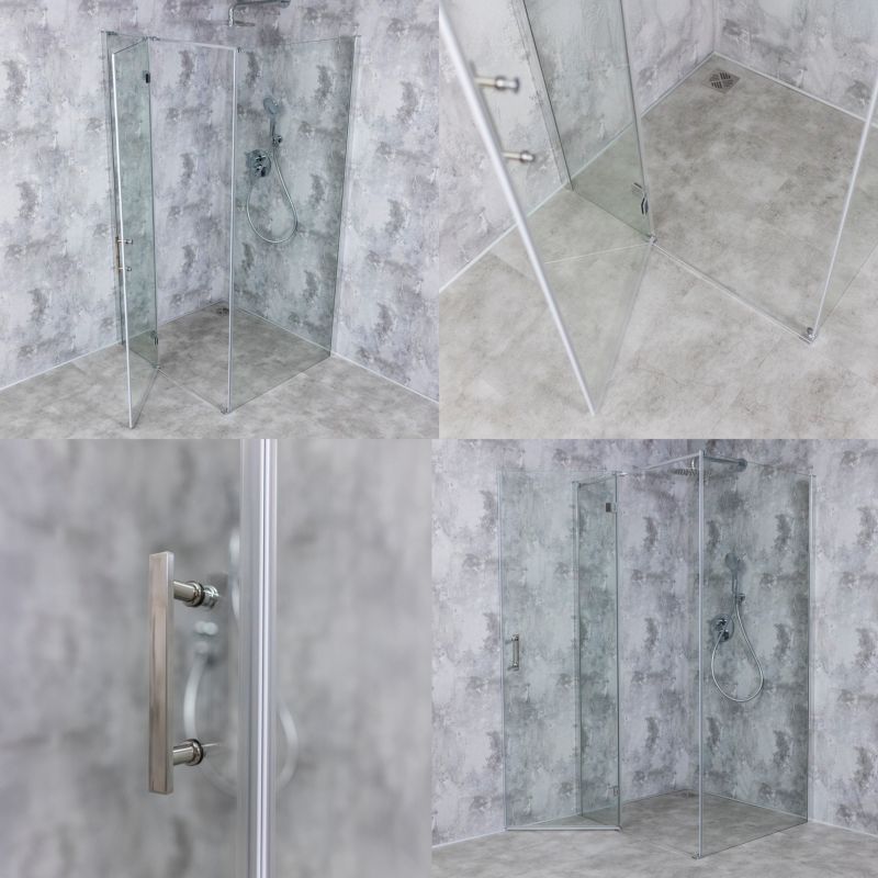Rektangulært Brusekabine 120x90 cm Sølv Hærdet Glas 6 mm