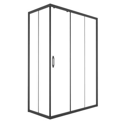 Rektangulært brusekabine Durasan Flexi med justerbare mål 73-90 x 105-140 cm i mat-sort finish