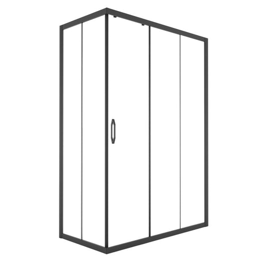 Rektangulært brusekabine Durasan Flexi med justerbare mål 73-90 x 105-140 cm i mat-sort finish