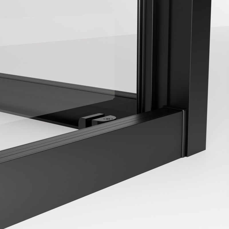 Rektangulært brusekabine Durasan Flexi med justerbare mål 73-90 x 105-140 cm i mat-sort finish